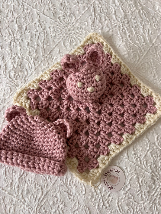 Crochet Baby Bunny & Beanie (Made to Order)